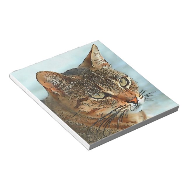 Bloco De Notas Estilo de Cartoon Artístico Tabby Cat RB (Inclinado)