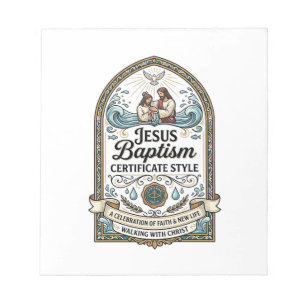 Bloco De Notas Estilo de Certificado de Batismo de Jesus Certific