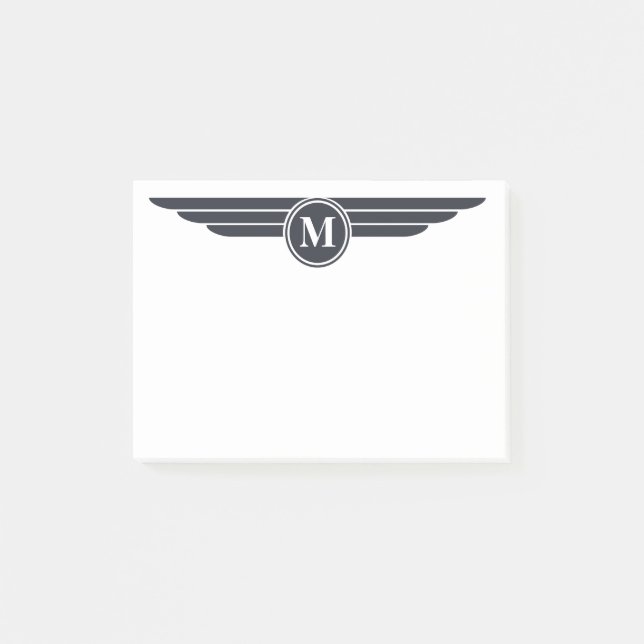 Bloco De Notas Estilo de Deco Preto e Branco com Monograma (Frente)