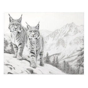 Bloco De Notas Estilo de Esquema de Tinta Selvagem do Lynx Animal