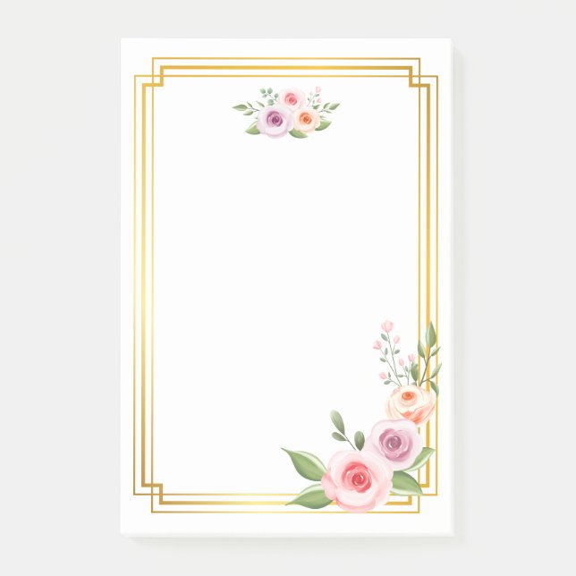Bloco De Notas Estilo de Moldura Dourada e Aquarela (Frente)