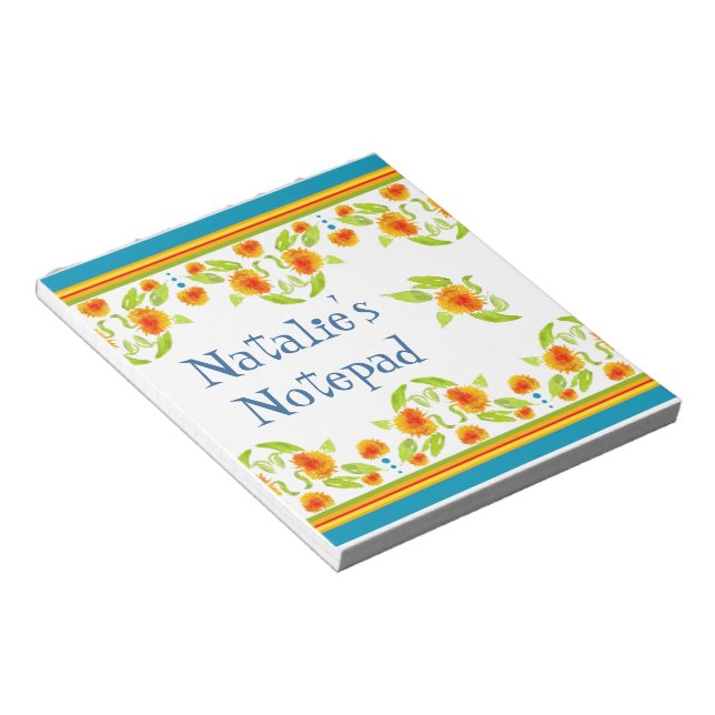 Bloco De Notas Estilo de País Marigolds Borda Notepad ou Jotter (Inclinado)