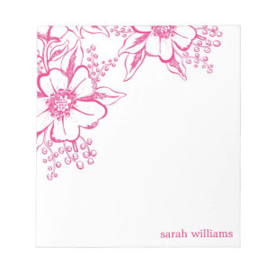 Bloco De Notas Estilo elegante cor-de-rosa da tipografia floral