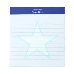 Bloco De Notas Estrela Azul Claro & Cabeçalho Azul Linha