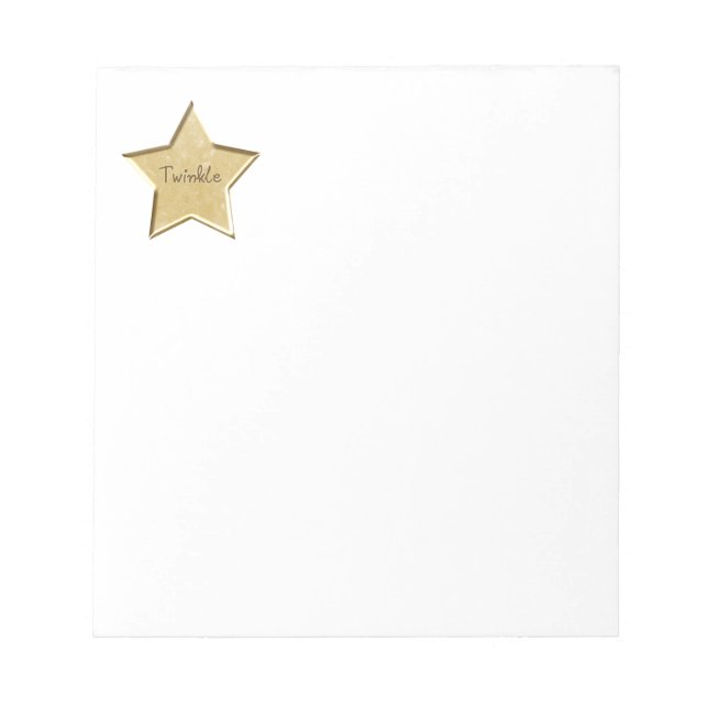 Bloco de Notas Estrela Brilhante Dourada (Frente)