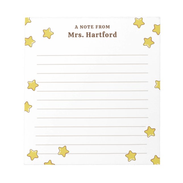 Bloco De Notas Estrelas Amarelas Brilhando Estrelas Vinculadas A  (Frente)