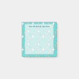 Bloco De Notas Estrelas Brancas e Teais Retroríficas - Adesivos E