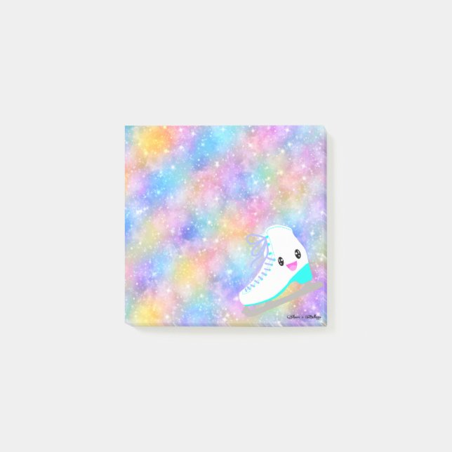 Bloco De Notas Estrelas de galáxias de gradiente Kawaii Rainbow c (Frente)