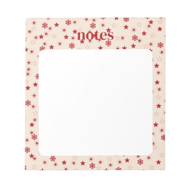 Bloco De Notas Estrelas Festivas Red e Pink Snowflake (Frente)