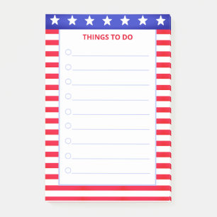 Bloco De Notas Estrelas, Vermelhos e Brancos Coisas Para Fazer