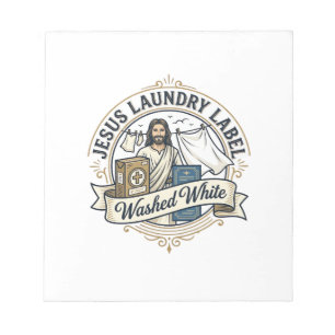 Bloco De Notas Etiqueta de Lavanderia Jesus Lavado Branco Jesus E
