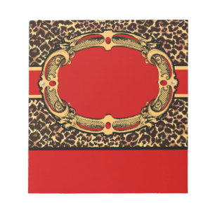 Bloco De Notas Etiqueta Vermelha Cheetah Pattern