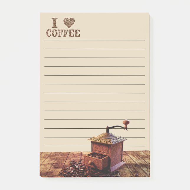 Bloco De Notas Eu Adoro Café E Moedor De Café (Frente)
