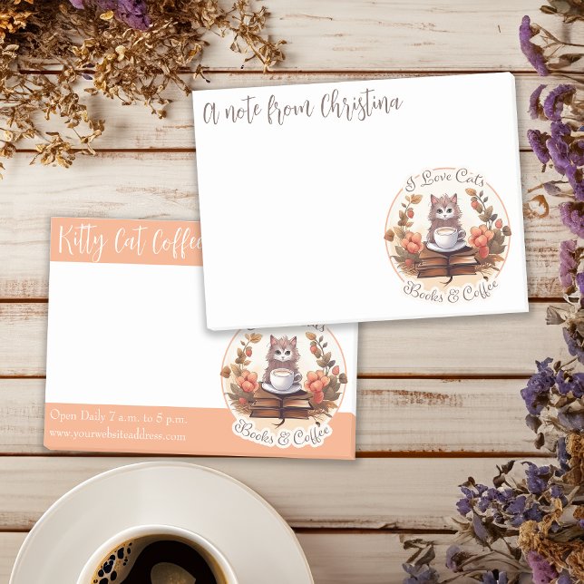 Bloco De Notas Eu adoro livros de gatos e café (This design in front - behind it is an alternate style also available in this shop.)