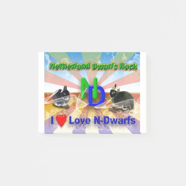 Bloco De Notas Eu amo Dutch Dwarf Bunnies (Frente)