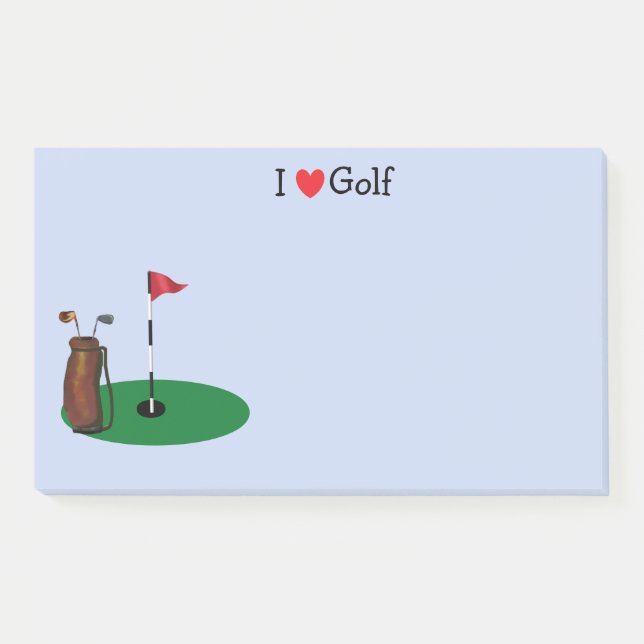 Bloco De Notas Eu amo o golfe 10" x 6" notas do Cargo-it® (Frente)
