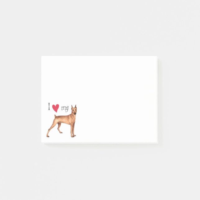 Bloco De Notas Eu Amo o meu Pinscher Alemão (Frente)
