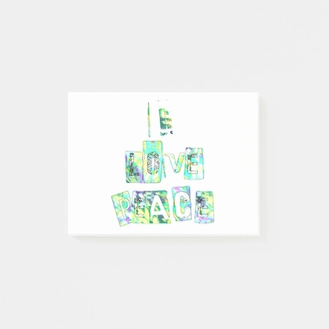 Bloco De Notas Eu Amo Paz Impressão de Arte de Texto de Design Bo (Frente)