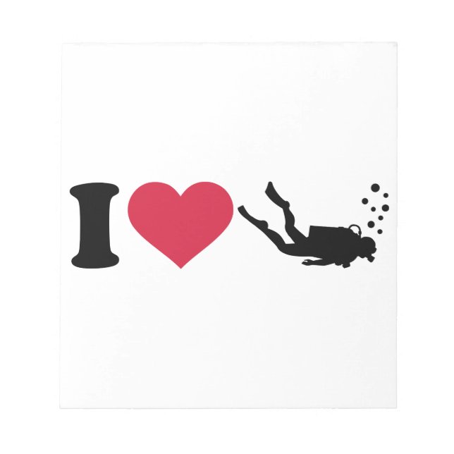 Bloco De Notas Eu amo Scuba Diving (Frente)