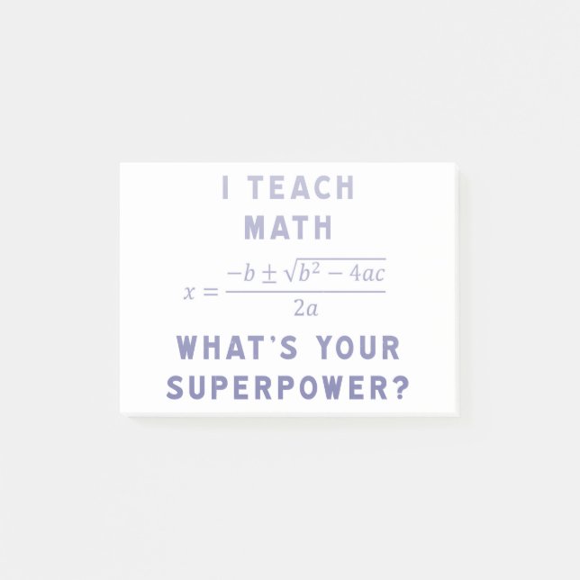 Bloco De Notas Eu ensino a matemática o que é sua superpotência? (Frente)