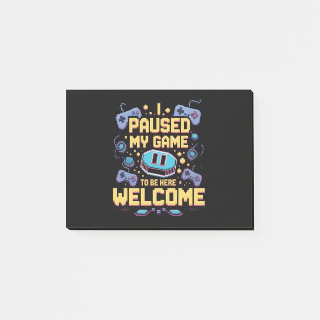 Bloco De Notas Eu Pausar Meu Jogo Para Estar Aqui Bem-Vindo Prese (Frente)