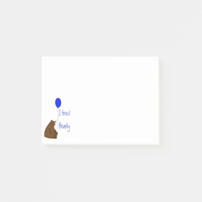 Bloco De Notas Eu tentei a citação do Urso do Balão Divertido (Frente)