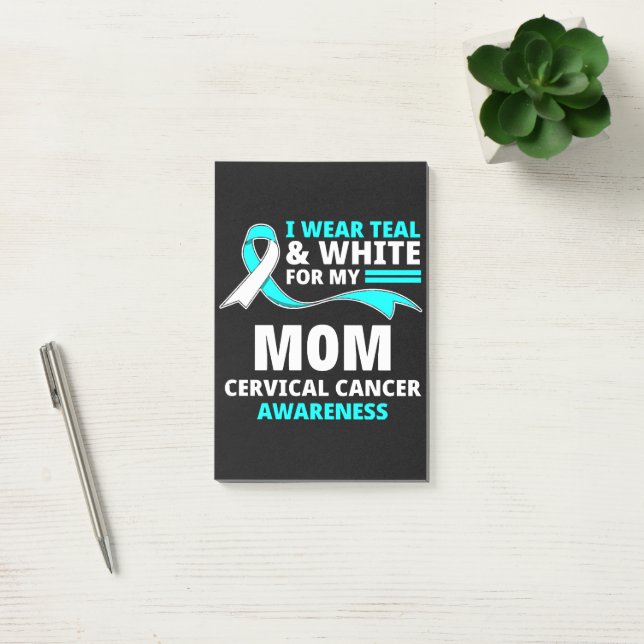 Bloco De Notas Eu Uso Verde Azul e Branco Minha Mãe Câncer Cervic (Escritótio)