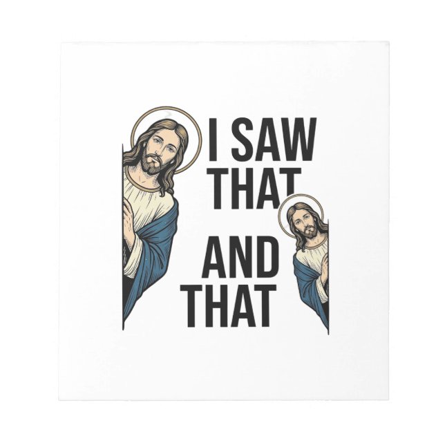 Bloco De Notas Eu Vi Aquele Jesus Engraçado Espiando Design de Ca (Frente)