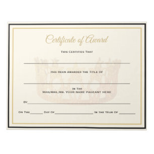 Bloco De Notas EUA America Crown Certificate-Prêmio