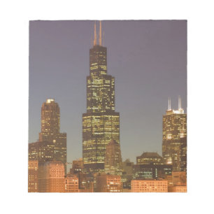 Bloco De Notas EUA, Illinois, Chicago: Skyline City / Noite