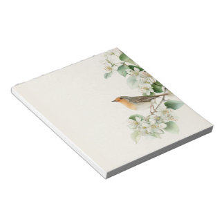 Bloco De Notas European Robin & Hawthorn – Editable Botanical Wed