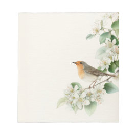 Bloco De Notas European Robin & Hawthorn – Editable Botanical Wed
