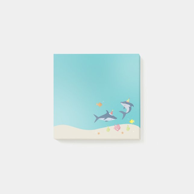 Bloco De Notas Excelente de aniversário feliz Cartoon de tubarão  (Frente)