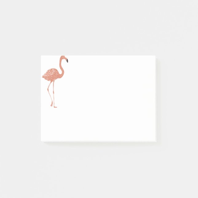 Bloco De Notas Exemplo bonito de flamingo linocut vermelho (Frente)