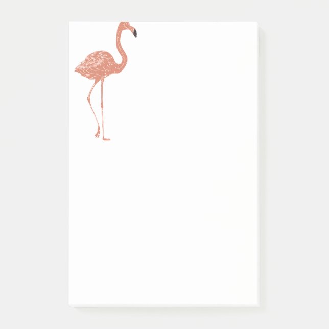 Bloco De Notas Exemplo bonito de flamingo linocut vermelho (Frente)
