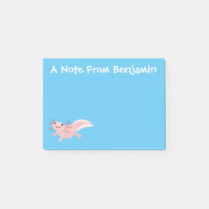 Bloco De Notas Exolotl branco rosa feliz