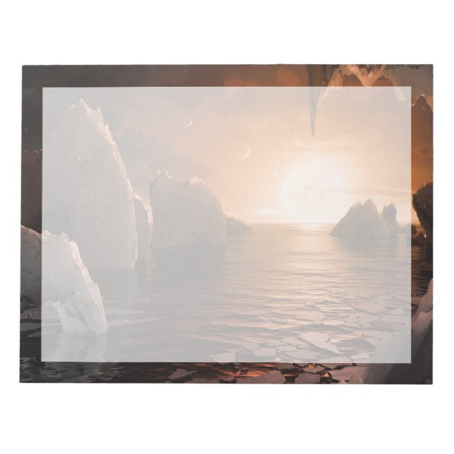 Bloco De Notas Exoplanetário Trapist-1f Do Lado Noturno Icy. (Frente)