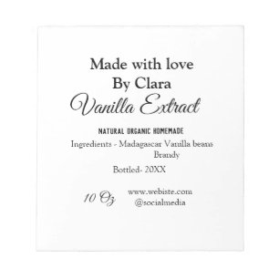 Bloco De Notas Extrato de baunilha caseiro adicionar ingredientes