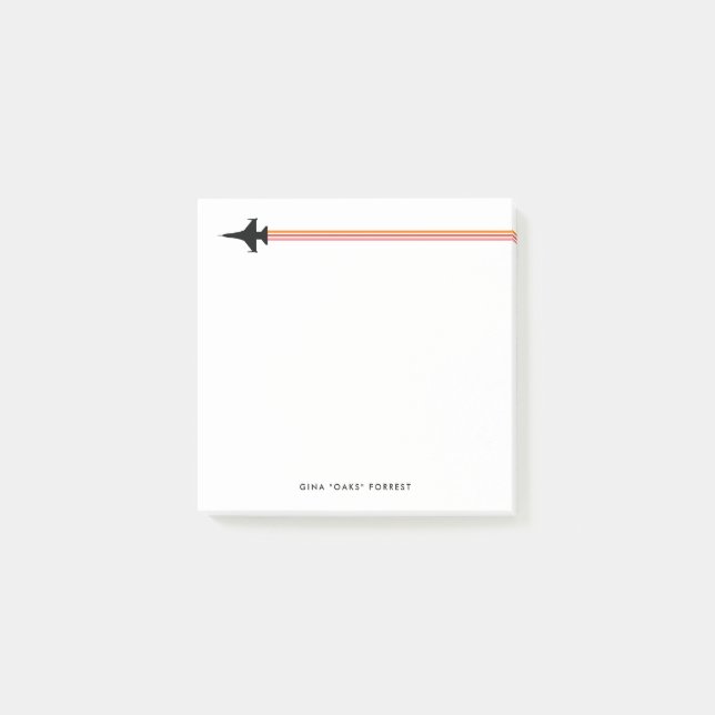 Bloco De Notas F-16 Fighter Jet Striped Custom Name Notepad (Frente)