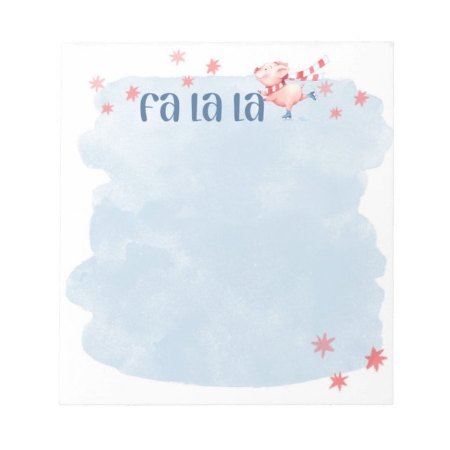 Bloco De Notas Fa La Winter Piggie Notepad (Frente)