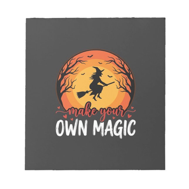Bloco De Notas Faça Seu Próprio Design de Bruxa Mágica de Hallowe (Frente)