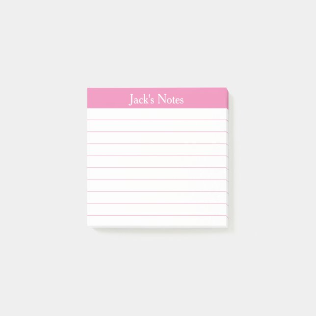 Bloco De Notas Fácil Leitura Personalizado Com Linhas Rosa (Frente)