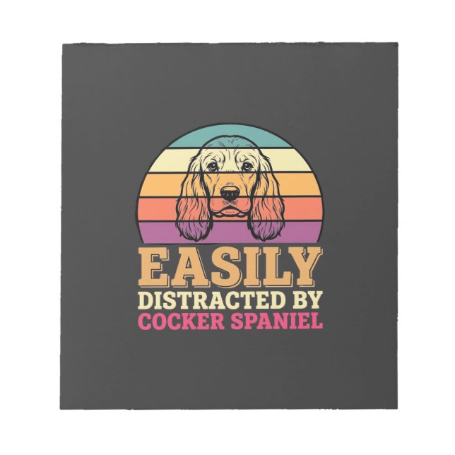 Bloco De Notas Facilmente Distraído Por Cocker Spaniel Retro Cach (Frente)