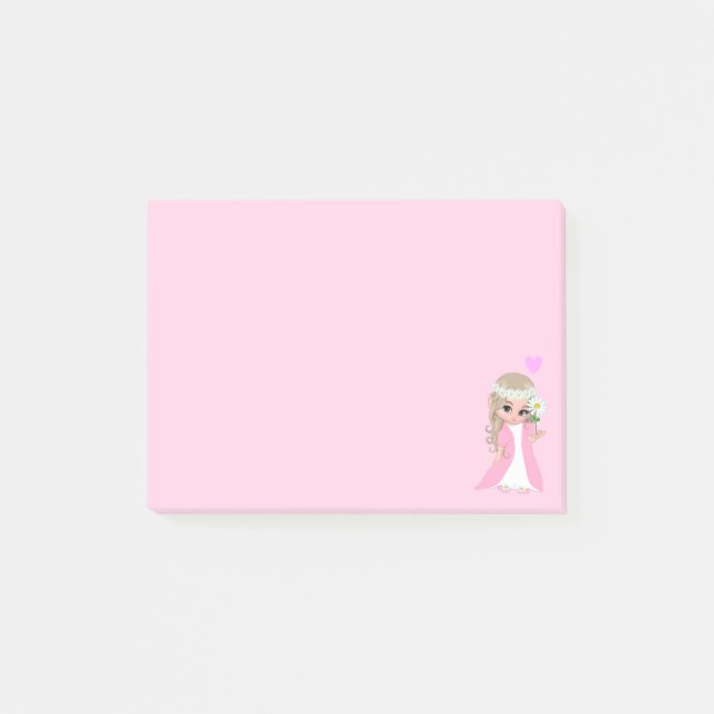Bloco De Notas Fada Fofo em Notas Post-it Rosa (Frente)