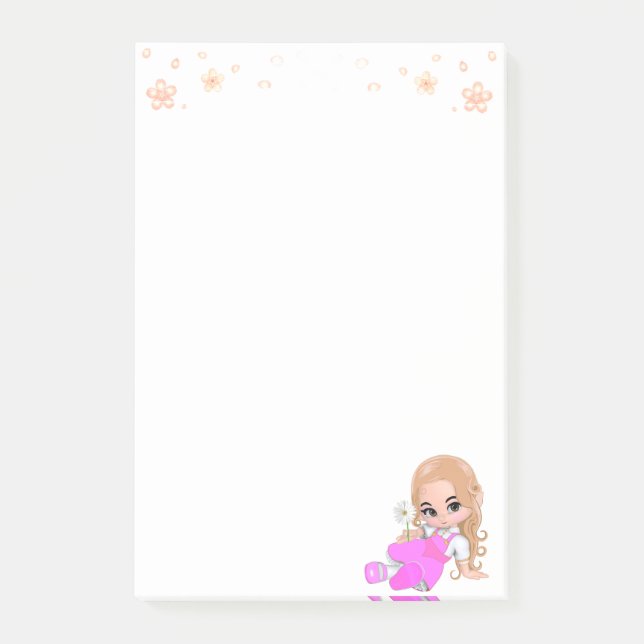 Bloco De Notas Fada Fofoqueira em Rosa sobre Branco (Frente)