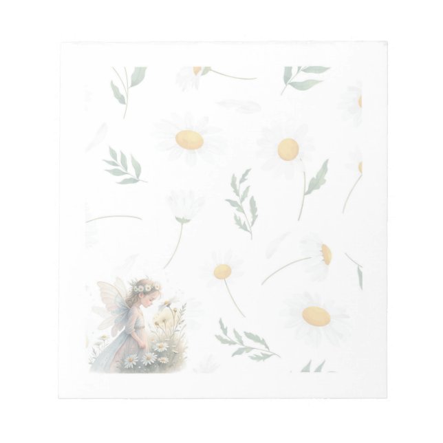 Bloco de Notas Fada Margarida – Papelaria Floral C (Frente)