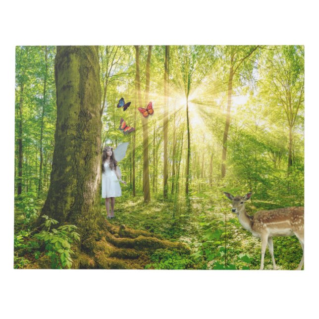 Bloco De Notas Fada na floresta mágica com Bambi e borboleta (Frente)