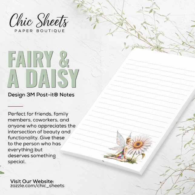Bloco De Notas Fairy & Daisy Design Lined 3M Post-it® Notes (Criador carregado)