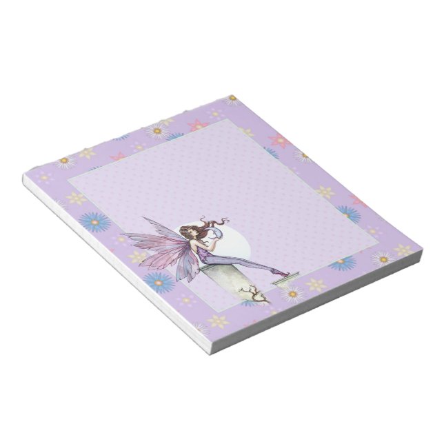 Bloco De Notas Fairy Fantasy Art Pale Purple Floral Notepad (Inclinado)