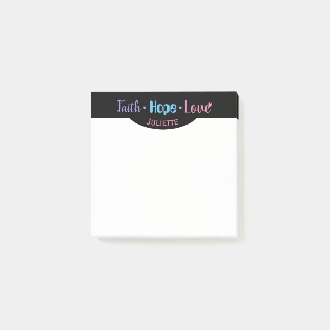 Bloco De Notas Faith Hope Love Heart Inspirational Christian 3x3 (Frente)